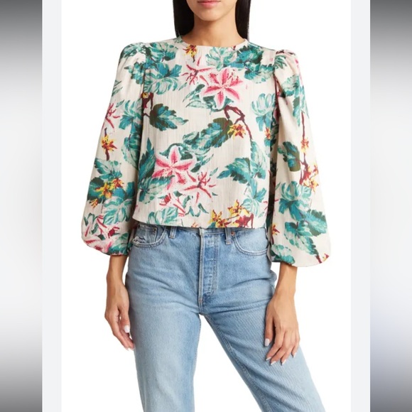 WALTER BAKER - Tessie Floral Balloon Sleeve Top - Blush Azalea - Picture 1 of 6